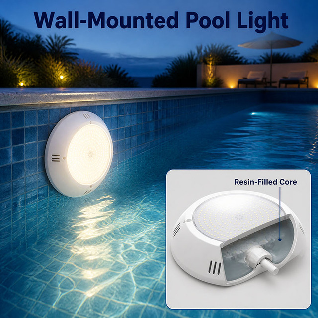 IP68 Resin Filled LED Pool Light 12V Wall Mounted Submersible Underwater Lamp ABS+UV Anti-Corrosion RGB Color Changing for Pool