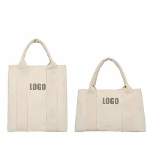 Bolsa de compras reciclada de lona de algodón natural personalizada eco en blanco orgánico promocional con logotipo