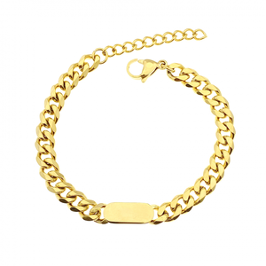 Hip Hop joyería Bisuteria Acero inoxidable oro barra en blanco Cadena <span class=keywords><strong>Cubana</strong></span> pulsera de eslabones cubanos - Product Image 1