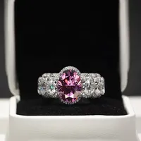 Nouvelle Collection de Bijoux à la Mode, Bagues pour Hommes et Femmes, Moissanite Rose de 8 Carats, Coupe Ovale, Argent Sterling 925, Bague Hip Hop en Moissanite