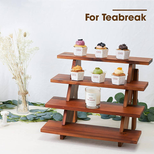 Support de buffet à desserts à 4 étages, tour en bois, plateaux de service alimentaire, support à cupcakes à 3 niveaux <span class=keywords><strong>pour</strong></span> la décoration de fête - Product Image 4