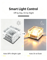 Lampes solaires décoratives pour jardin et cour, résistantes à l'eau, éclairage extérieur pour patio, lampe solaire LED en forme de brique de glace, lampadaire solaire