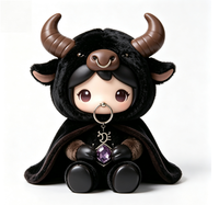 Figurine Magique du Zodiaque Taureau Personnalisée OEM en PVC et ABS avec Cape en Peluche Douce et Moelleuse, Jouet d'Art de Collection Constellation en Boîte Mystère