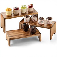 Présentoirs portables vintage en bois écologique à 3 niveaux peints pour cupcakes, aliments, desserts, parfums et décorations de mariage
