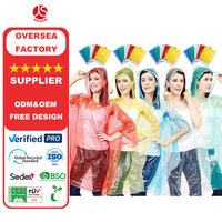 Maßgefertigte Großpackung Transparente Plastik-Notfall-Regenponchos für Erwachsene und Kinder, Wasserdichte Einweg-Regenmäntel mit Kapuze und Logo