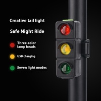 Luz Trasera LED de Tres Colores para Bicicleta, Carga USB, Advertencia de Seguridad para Ciclismo al Aire Libre, Luz de Tráfico, Material ABS, Diseño Creativo