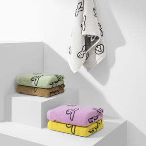 Serviette jacquard en coton pur 35x80 cm, douce et absorbante, motif dessin animé, pour le bain et le visage, usage domestique - Product Image 1