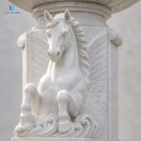 Fontaine Luca à plusieurs niveaux en marbre blanc |   Statue de cheval multicouche pour jardin, sculpture d'extérieur, fontaine d'eau, patio, villa, sur mesure