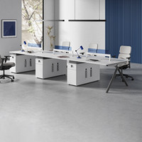 Ensemble de bureau de travail double moderne et minimaliste blanc, table et chaise pour employés, idéal pour le bureau