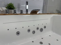 Icegalax Baignoire Jakuzzi en acrylique pour 2 personnes Baignoire balnéo d'intérieur avec 2 oreillers et jet d'air