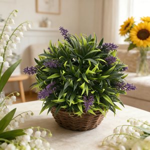 <span class=keywords><strong>Maceta</strong></span> Cuadrada de Hormigón Color Terracota con Arreglo de <span class=keywords><strong>Lavanda</strong></span> y Margaritas Artificiales - Decoración de Interiores - Product Image 6