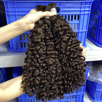 Extensiones de Cabello Brasileño Rizado Burmrse, Estilo Boho, para Trenzas # Extensiones de Cabello Humano Virgen de 2 Colores, Trenzado Doble a Máquina de Primera Calidad