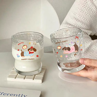 Tasse en verre créative de dessin animé bricolage pour café glacé lait américain tasses à eau ménagères exquises transparentes
