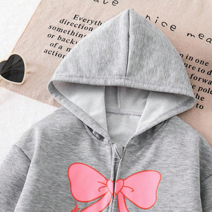 Cappotto maglione autunnale da ragazza abbigliamento per bambini commercio estero all'ingrosso alla moda Cardigan stampato con Cardigan con cerniera con cappuccio - Product Image 3