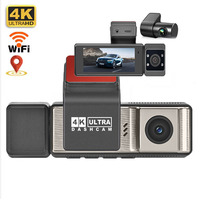 Enregistreur de conduite à double objectif avec écran IPS 4K de 3,18 pouces, WiFi et GPS intégrés, boîte noire de voiture, module GPS, surveillance de stationnement 24h/24, caméra embarquée