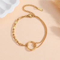 Bracelets asymétriques double couche en acier inoxydable, bijoux de luxe minimalistes haut de gamme, vente en gros, populaires, TGSL5809