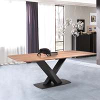 Base de table en acier moderne personnalisable en forme de X, plaque de base en acier inoxydable, finition thermolaquée pour dessus en marbre/verre/bois