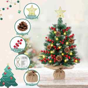 Christmas 2025 XMAS Tree Ornaments Gift Tabletop Decor Mini Christmas Tree 45cm 60cm Mini Christmas Tree With Led <b>Lights</b> - Product Image 3