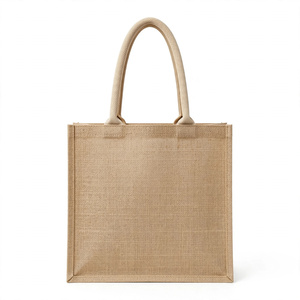 Customized Design Natural <b>Jute</b> Tote <b>Bag</b> Medium Size Eco Friendly Grocery <b>Shopping</b> <b>Bag</b> With Hand Length Handles - Product Image 1