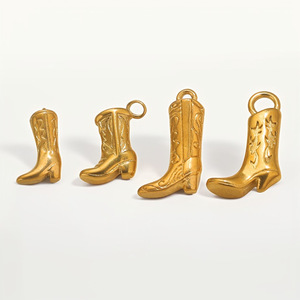 Amplia Variedad de Diseños de Dijes de Esmalte en Forma de Bota, Chapados en Oro PVD de 18K, de Acero Inoxidable para Pulseras y Collares |   Resistente al agua y sin decoloración - Product Image 3