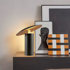 Lampe de table LED moderne, blanc chaud, design <span class=keywords><strong>champignon</strong></span> en fer et PC, pour chambres, bureau, salle à manger, lecture, en céramique noire, fonctionnant sur AC ou batterie - Product Image 5