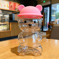 Gobelet en verre en forme d'animal avec couvercle en silicone, couvercle en silicone pour ours, gobelet en verre avec couvercle en silicone, couvercle en silicone pour animal, remplacement de gobelet en verre