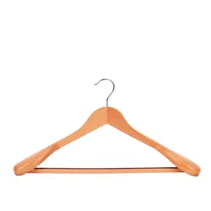 Extra-wide coat clothing hanger soild wooden hangers with rubber strip