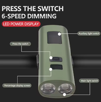Lampe avant de vélo LED ABS rechargeable par USB Green Light 1000LM, lumière du jour, indice de protection IP65, faisceau réglable 800-900M, batterie 18650, rouge