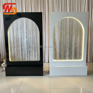 Smooth High Quality Wedding Waterfall Arch White Metal Welcome Sign <b>Backdrop</b> With White Light - Product Image 3