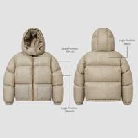 Chaqueta Acolchada Extra Grande para Hombre, Color Bronceado, con Capucha, Impermeable, Resistente al Viento, con Cierre YKK, Logotipo Personalizado OEM, Chaqueta de Plumón para Invierno