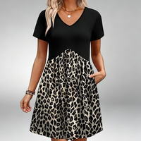 Robe d'été décontractée pour femme, longueur genou, coupe trapèze, col en V, style babydoll, manches courtes, tendance, pour la plage et les vacances 2026