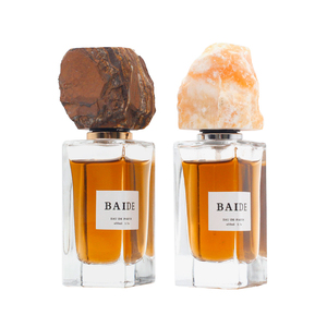 New Design High End square <b>Perfume</b> Glass <b>Bottle</b> 30ml 50ml 100ml clear Crimp Niche <b>Perfume</b> <b>Bottle</b> with Colored Stone Cap - Product Image 4