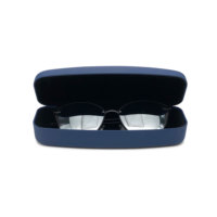 Étui à lunettes de luxe personnalisé avec logo, en métal noir, pour verres optiques, grand format, en PU, personnalisable en gros