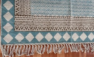 Aztec <b>Block</b> Print Cotton Dhurrie Rug Handmade Boho Area Carpet Floor Rug Home Decor - Product Image 4