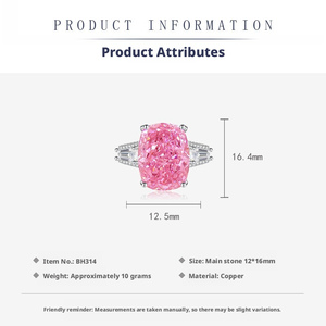 High Quality Custom 12*16mm Pink High Carbon Stone <b>Necklace</b> Bling Sorority Copper Cubic Zirconia Ice Out Jewelry Set - Product Image 3