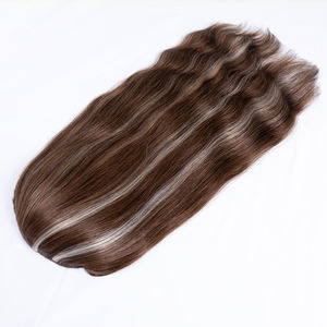 # Topper de <span class=keywords><strong>cheveux</strong></span> brun clair avec queue de cheval argentée, entièrement fabriqué à la machine, 7 clips, topper de <span class=keywords><strong>cheveux</strong></span> de poney respirant, trame naturelle, brillance naturelle, 100% <span class=keywords><strong>cheveux</strong></span> humains - Product Image 6