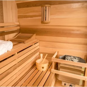 Cubo para exteriores de cedro rojo Canadiense tradicional 2025, sala de Sauna, porche delantero de madera maciza con función de vapor húmedo, cabina de leña - Product Image 4