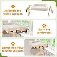 Hamac de fenêtre pour chat en bois avec nid en peluche, design classique et moderne, Noël, pour chats de petite et moyenne taille