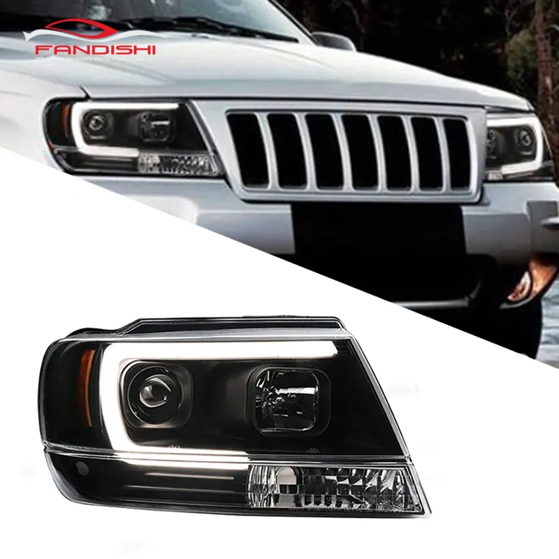 Yükseltme araba LED başkanı işık kafa lambası için Jeep Grand Cherokee 1999-2004 LED far far tak ve çalıştır