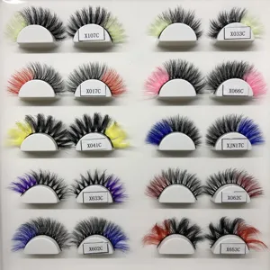 Colored Lash fluffy faux mink 3d color lashes Private Label 20mm colored Eye Lashes for Halloween Party