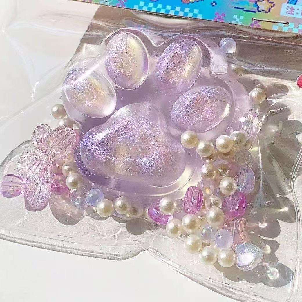 2026 Trending Toys Taba Squishy Cat Paw Purple Pink Crystal Clear Cat Paw Squishy