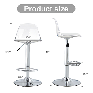 Modern Metal Base <b>Bar</b> Chairs & <b>Stools</b> 360 Rotatable Adjustable Height Lightweight Fabric Seats Set of <b>2</b> - Product Image 4