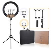 Anneau lumineux professionnel extra large de 22 pouces avec 3 appareils compatibles 80W, kit de lumière circulaire avec support pour téléphone HolderZB-488