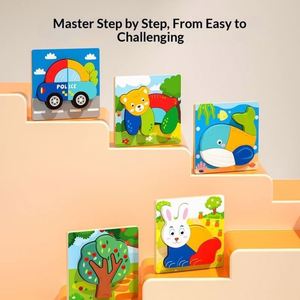Bloques de Rompecabezas Montessori para la Educación de la Primera Infancia, Juguetes de Madera con Animales de Dibujos Animados, Rompecabezas Magnéticos Tridimensionales al por Mayor - Product Image 2