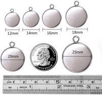 Plateaux à pendentifs ronds en acier inoxydable, 5 pièces, avec Cabochon, pendentifs vierges pour la fabrication de bijoux, bricolage, collier, Bracelet, boucle d'oreille