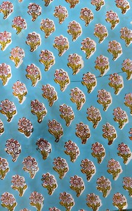 Hand Block Printed Cotton Fabric Sky Blue Floral Buta Pattern Soft Breathable Dress <b>Material</b> for Kurta <b>Sewing</b> Home Decor - Product Image 3