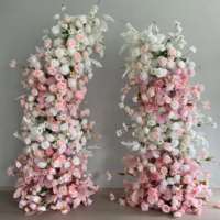 Nuevo Estilo de Arco de Boda Hecho a Mano con Flores de Seda, Centro de Mesa con Arreglo Floral Artificial y Diseño Desmontable