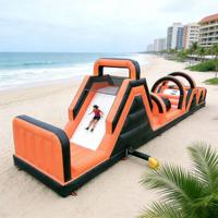 Parcours d'obstacles gonflable orange et noir avec toboggan pour enfants, équipement de jeu d'aventure, matériau PVC, écologique, qualité commerciale