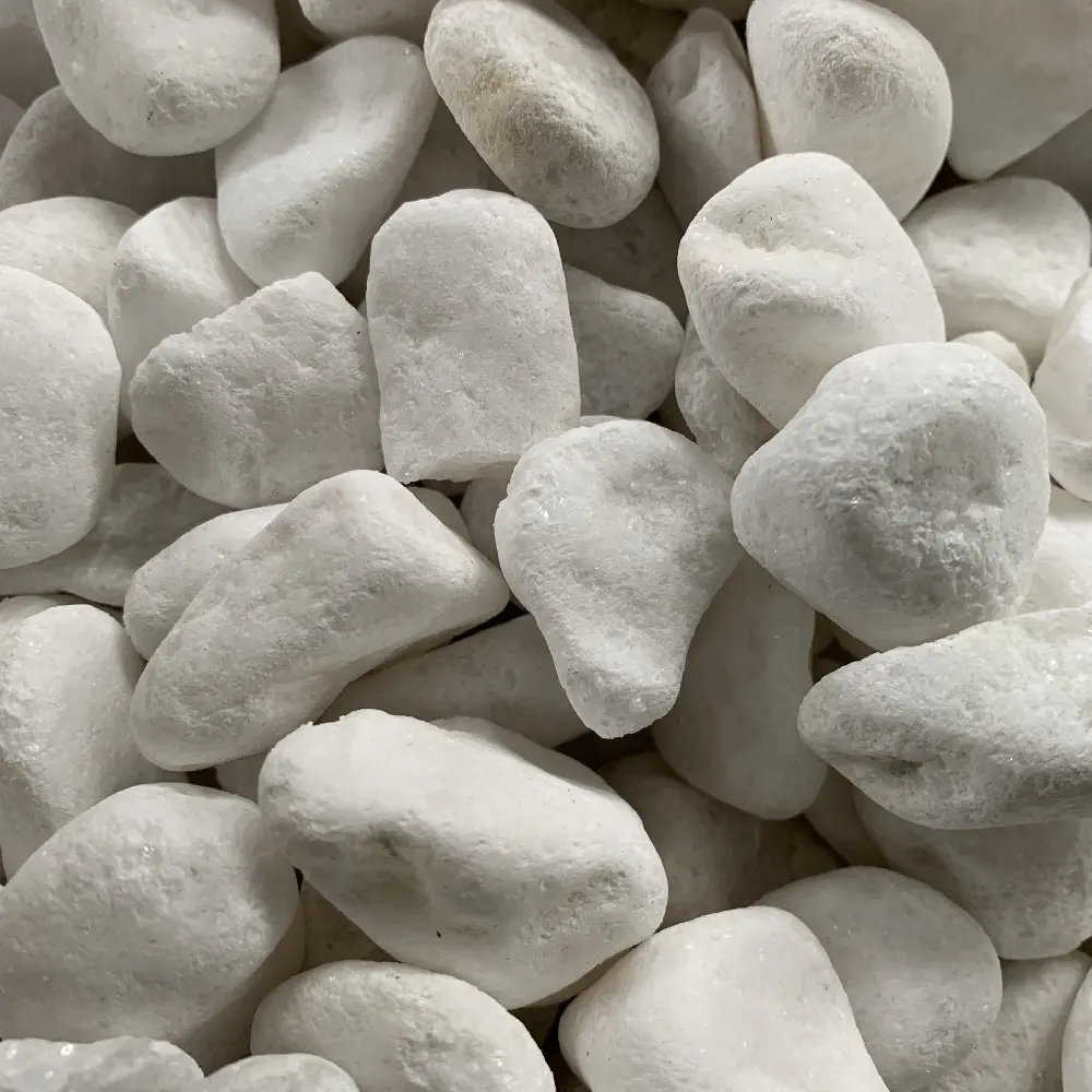 Adoquines de granito Natural, pequeñas piedras blancas de nieve para paisajismo