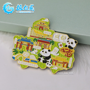 Spilla Magnetica 3D in Lega Smaltata Morbida con Mappa della Città, Personalizzabile con Animali Cartoon e Attrazioni Turistiche, Souvenir in Oro/<span class=keywords><strong>Argento</strong></span>/Nero - Product Image 3